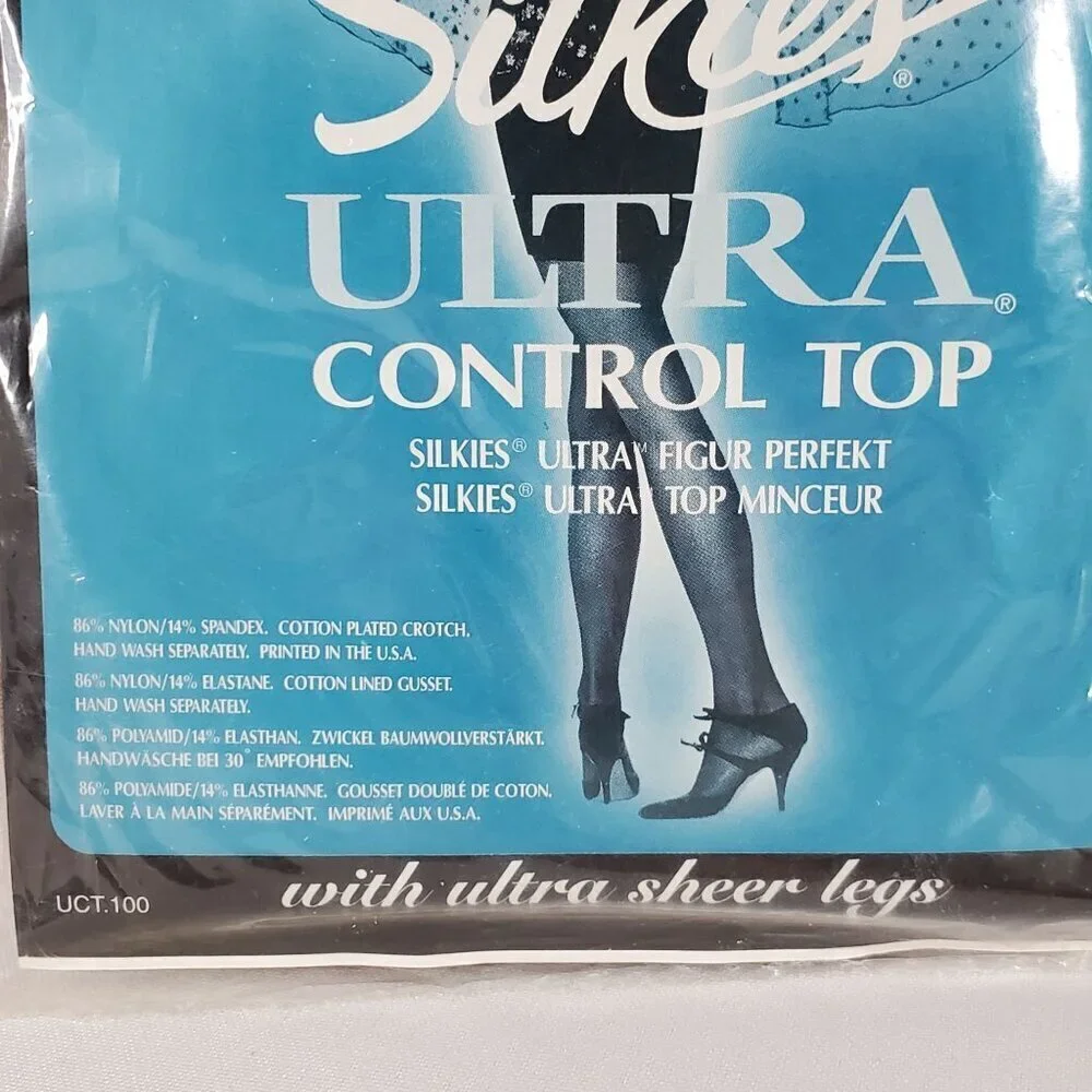 2 Silkies Ultra Control Top Pantyhose XL Sheer Legs UCT-100 Beige Nylon/Spandex